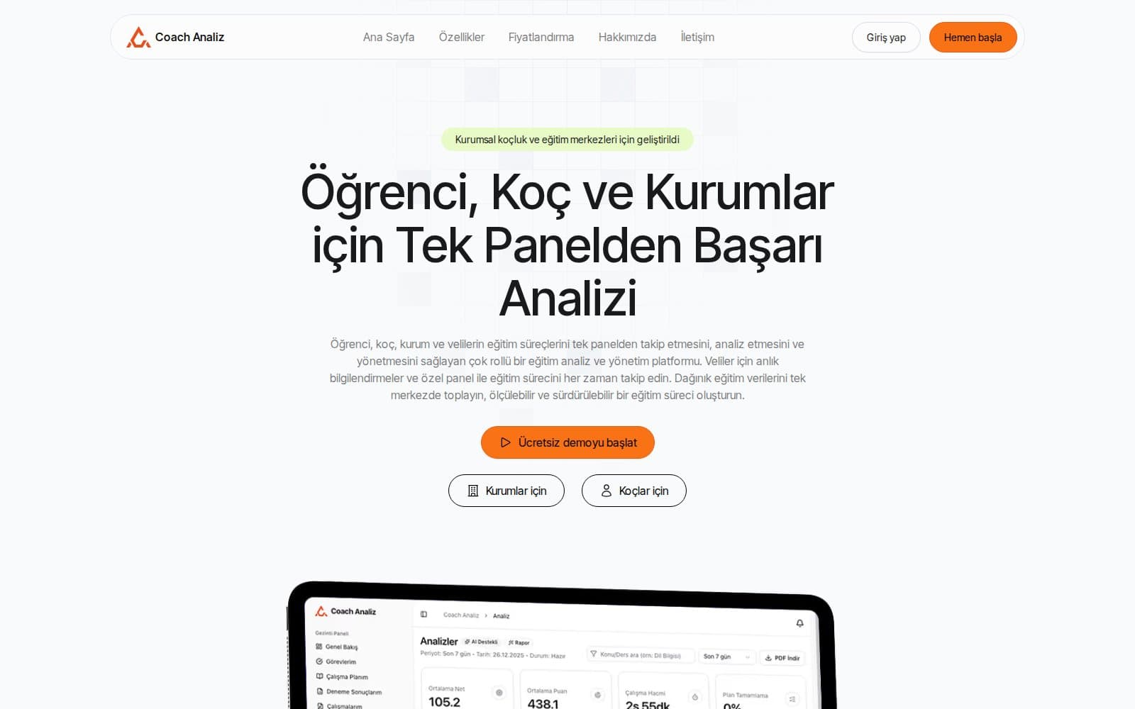 Coach Analiz — Yapay Zeka Destekli Eğitim Platformu